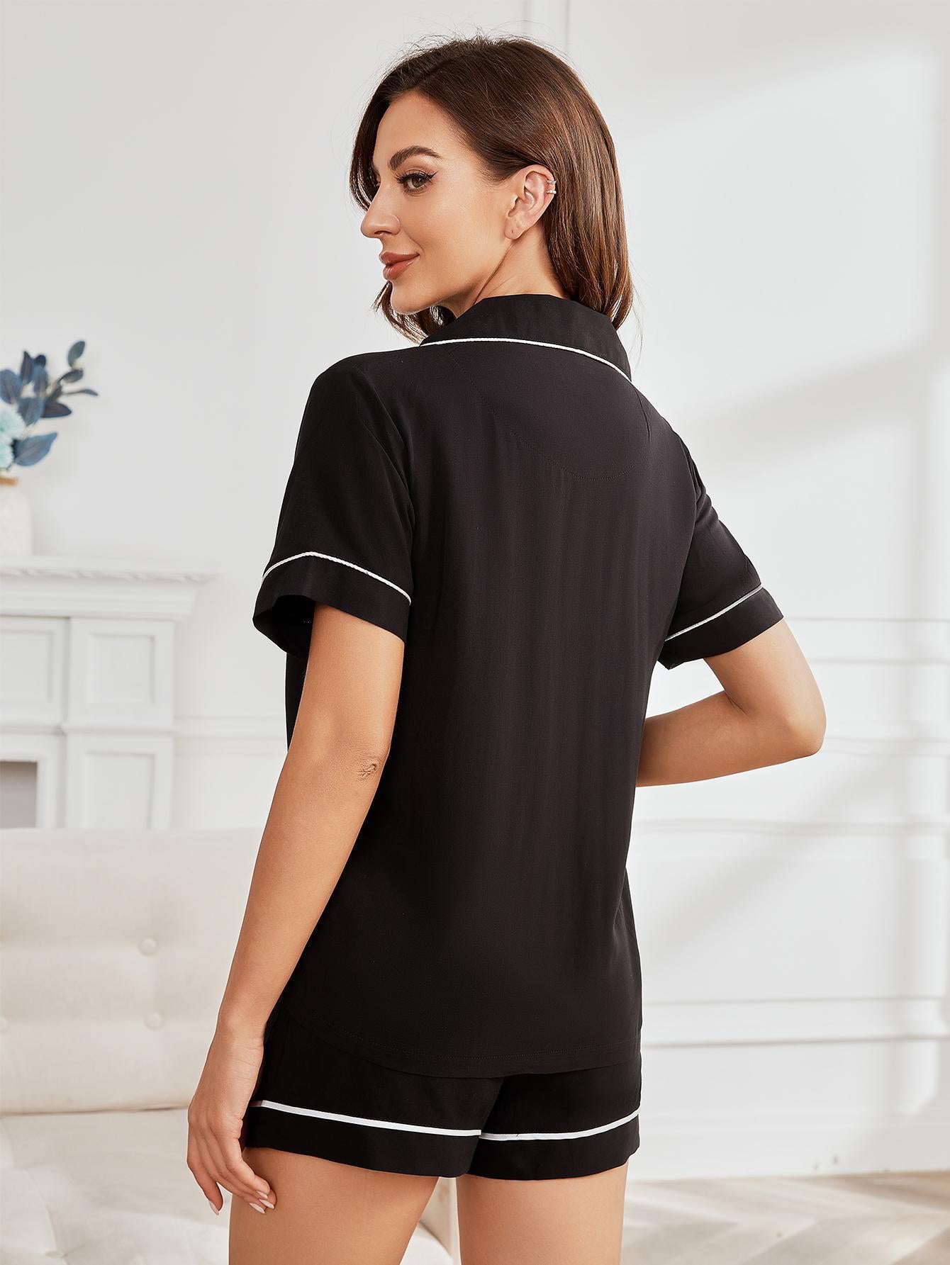 Midnight Silence Set (Black Short Sleeve & Shorts)